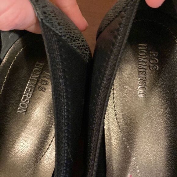 Ros Hommerson Tasha Black Sheep Leather Iquana Flat Dress shoe, 8.5 like new - Picture 6 of 10